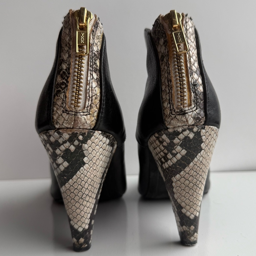 Dolce Vita Black Ankle Boots with Snakeskin Accent - Picture 2 of 7